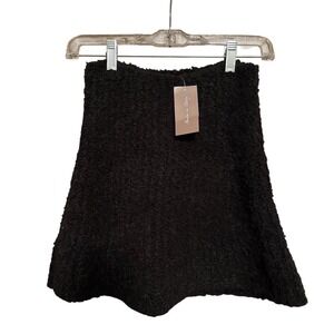 J Jill Black Textured Boucle A Line Skirt One Size Made in Italy